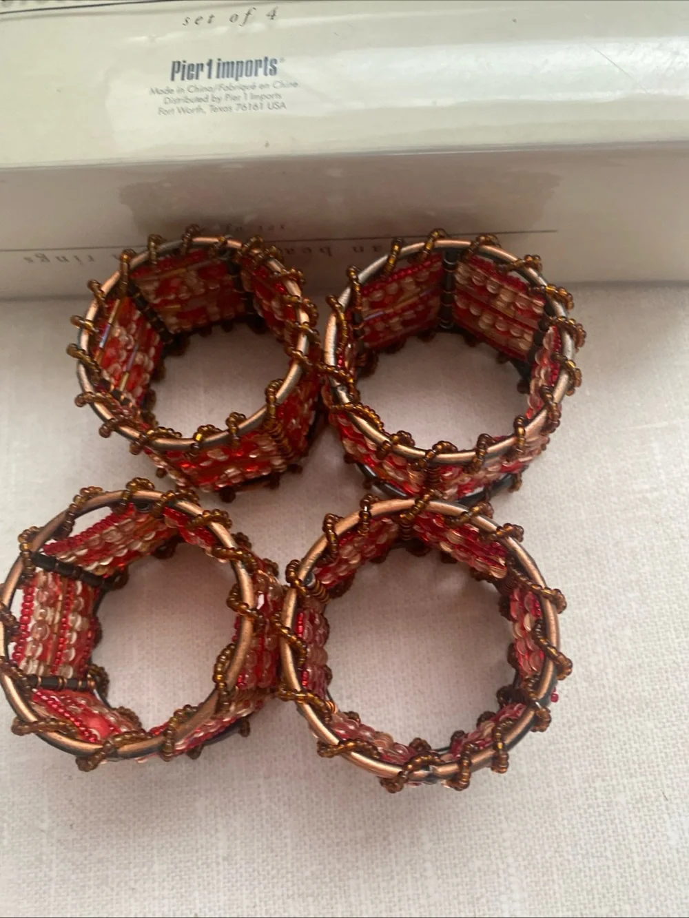 Pier 1 Moroccan Jeweled Napkin Rings Set Of 4 New